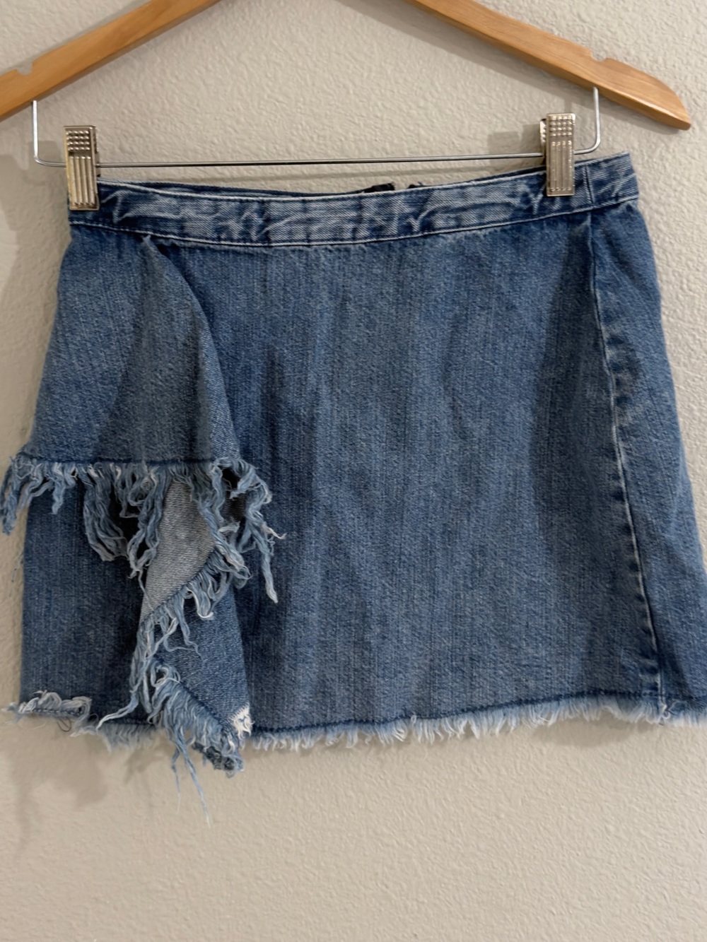 Zara Blue Distressed Denim Mini Skirt